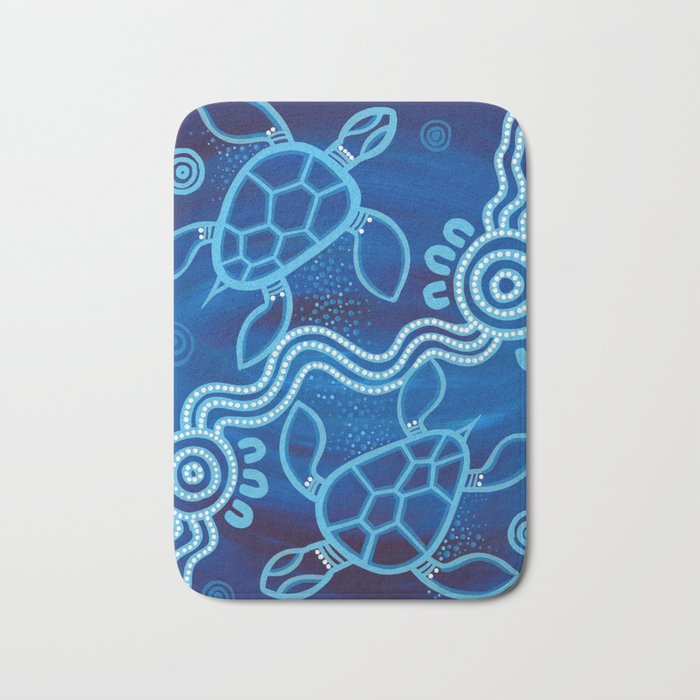 Authentic Aboriginal Artwork - 2 Turtles  Bath Mat Gallery Image 1