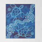 Authentic Aboriginal Artwork - 2 Turtles  Throw Blanket Gallery Image 2