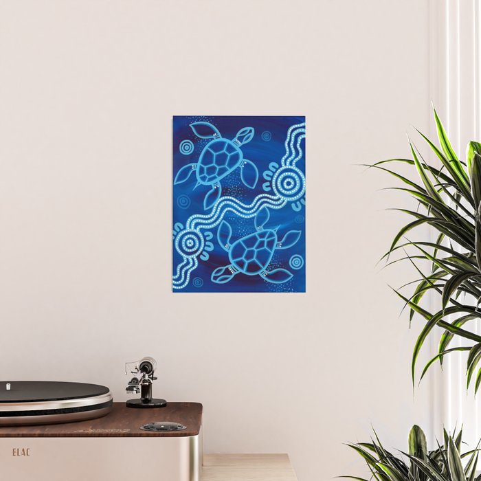 Authentic Aboriginal Artwork - 2 Turtles  Poster Gallery Image 2
