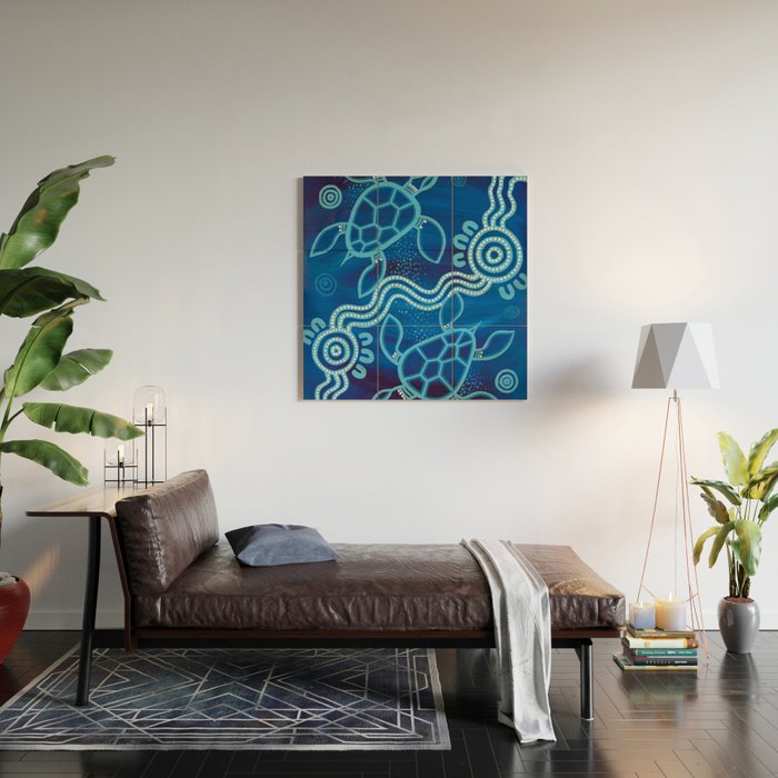 Authentic Aboriginal Artwork - 2 Turtles  Wood Wall Art Gallery Image 2