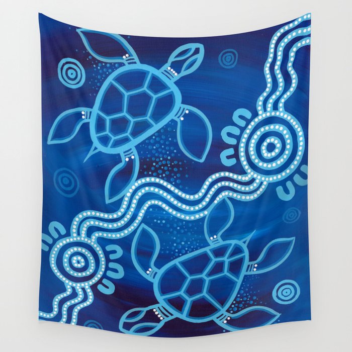 Authentic Aboriginal Artwork - 2 Turtles  Wall Tapestry Gallery Image 1