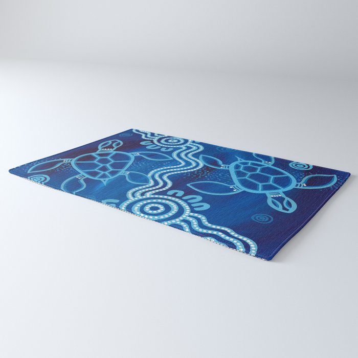 Authentic Aboriginal Artwork - 2 Turtles  Rug Gallery Image 3