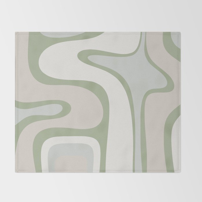 Mid Century Modern Sage Green Copacetic Retro Abstract Throw Blanket Gallery Image 2