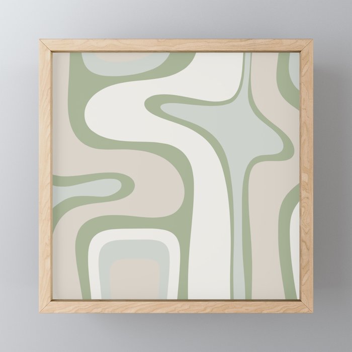 Mid Century Modern Sage Green Copacetic Retro Abstract Mini Art Print Gallery Image 1