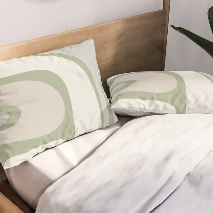 Mid Century Modern Sage Green Copacetic Retro Abstract Pillow Sham Gallery Image 2