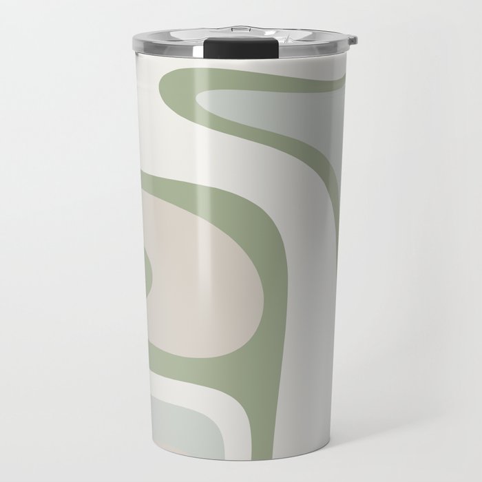 Mid Century Modern Sage Green Copacetic Retro Abstract Travel Mug Gallery Image 1