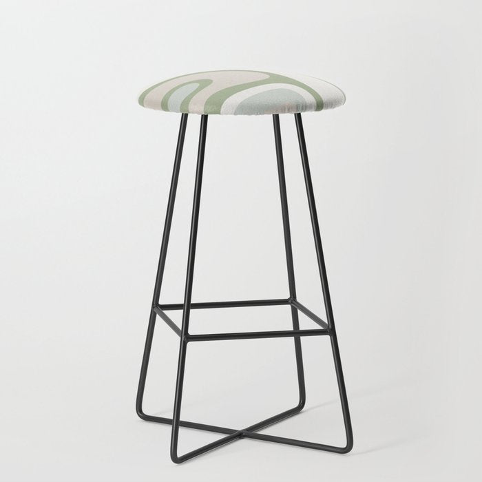 Mid Century Modern Sage Green Copacetic Retro Abstract Stool Gallery Image 1