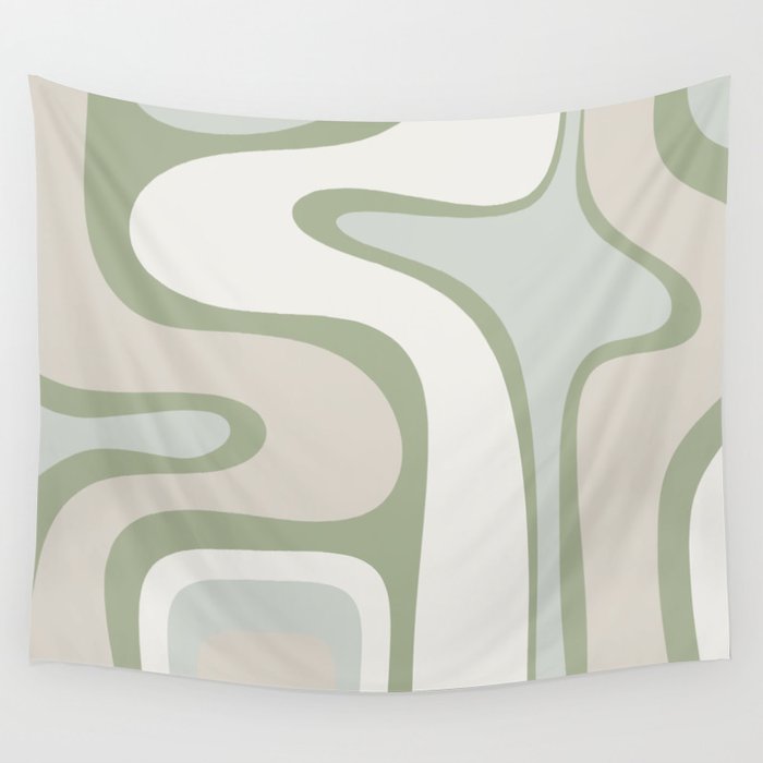 Mid Century Modern Sage Green Copacetic Retro Abstract Wall Tapestry Gallery Image 4