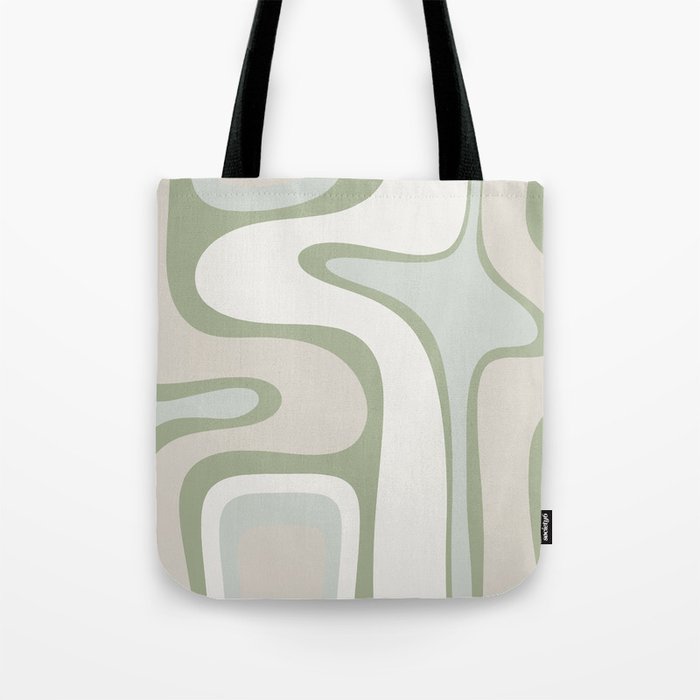 Mid Century Modern Sage Green Copacetic Retro Abstract Tote Bag Gallery Image 1