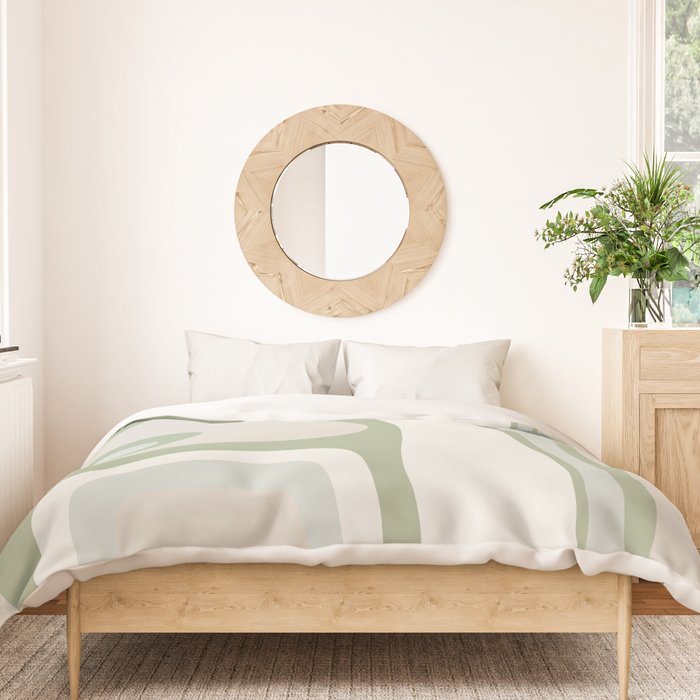 Mid Century Modern Sage Green Copacetic Retro Abstract Duvet Cover Gallery Image 3
