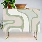 Mid Century Modern Sage Green Copacetic Retro Abstract Credenza Gallery Image 1
