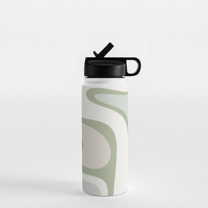 Mid Century Modern Sage Green Copacetic Retro Abstract Water Bottle Gallery Image 1