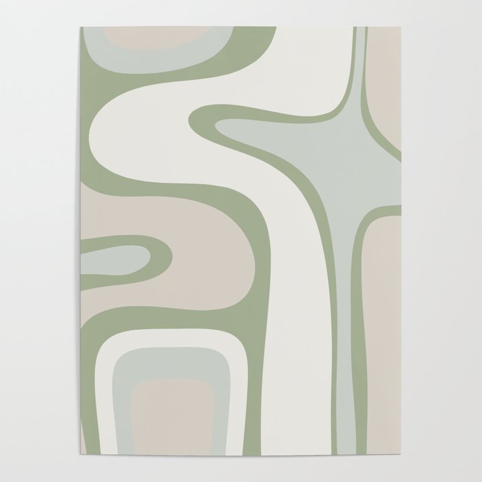 Mid Century Modern Sage Green Copacetic Retro Abstract Poster Gallery Image 4