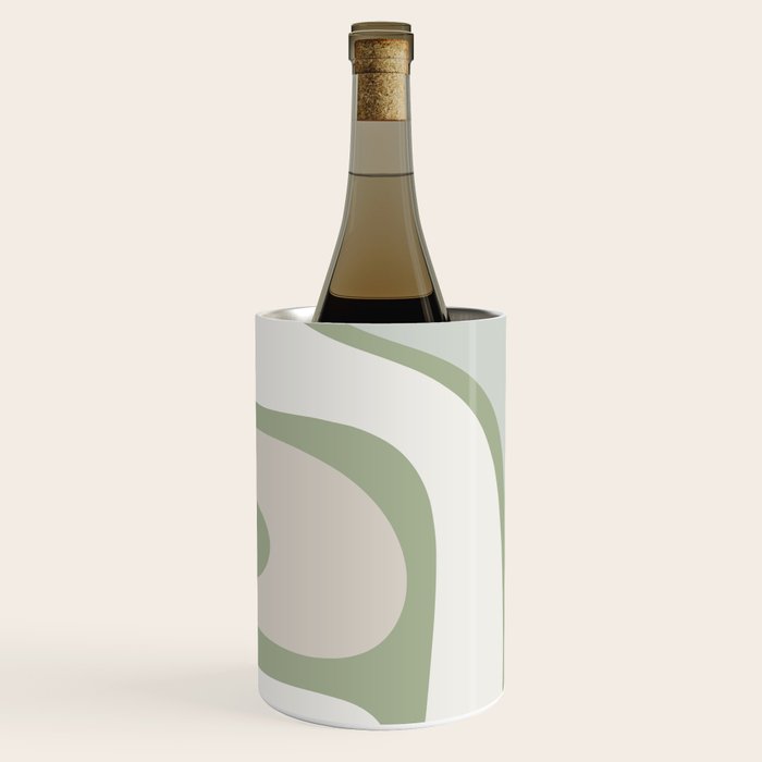 Mid Century Modern Sage Green Copacetic Retro Abstract Wine Chiller Gallery Image 1
