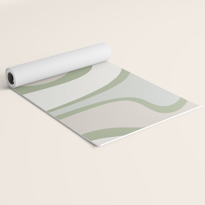 Mid Century Modern Sage Green Copacetic Retro Abstract Yoga Mat Gallery Image 2