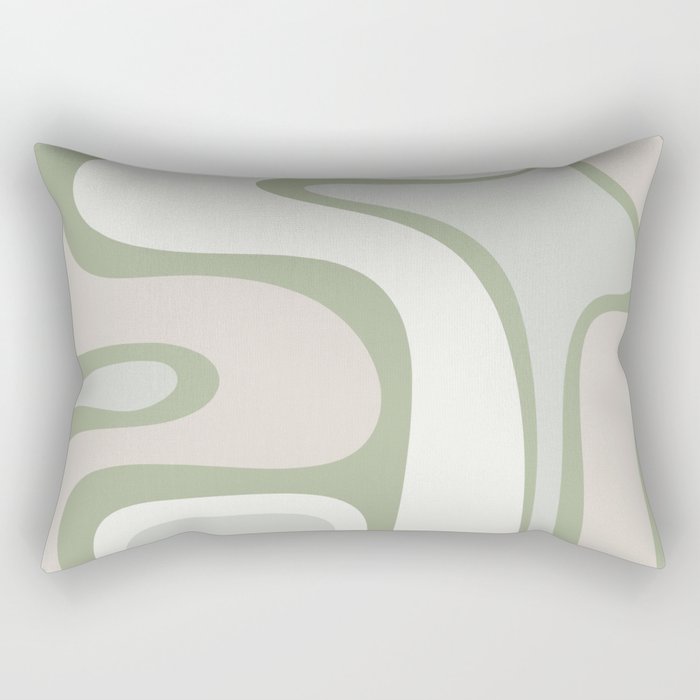 Mid Century Modern Sage Green Copacetic Retro Abstract Rectangular Pillow Gallery Image 1