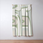 Mid Century Modern Sage Green Copacetic Retro Abstract Window Curtain Gallery Image 3