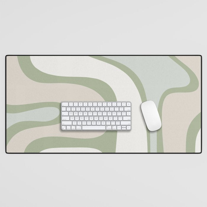 Mid Century Modern Sage Green Copacetic Retro Abstract Desk Mat Gallery Image 1