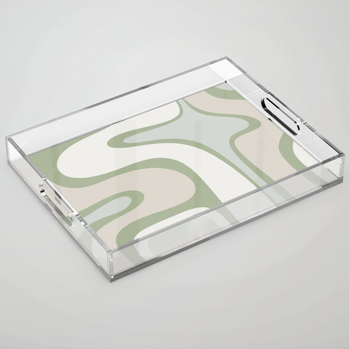 Mid Century Modern Sage Green Copacetic Retro Abstract Acrylic Tray Gallery Image 1