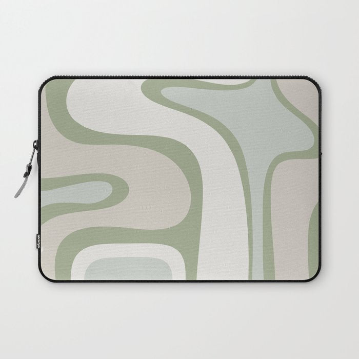 Mid Century Modern Sage Green Copacetic Retro Abstract Laptop Sleeve Gallery Image 1