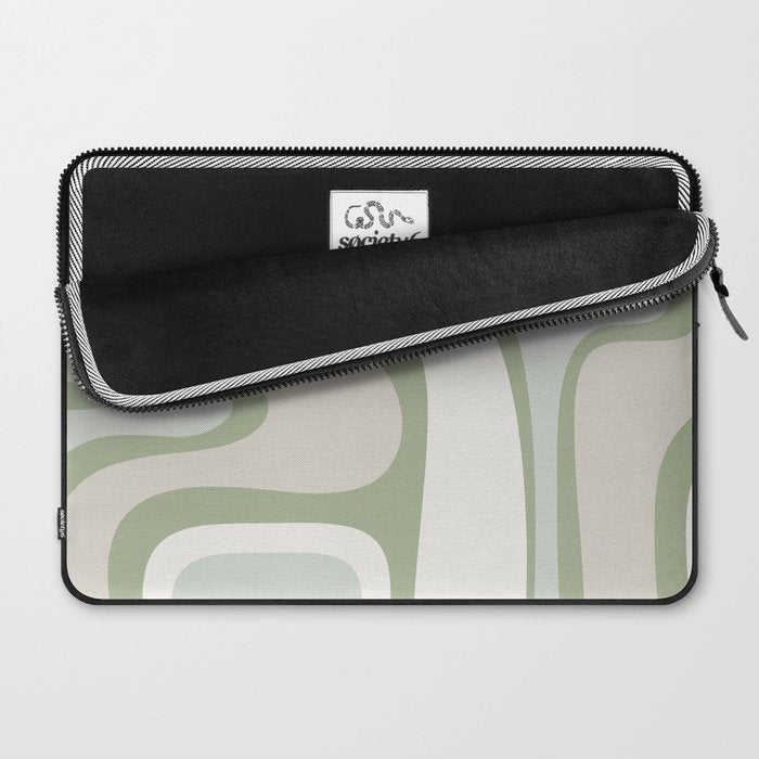 Mid Century Modern Sage Green Copacetic Retro Abstract Laptop Sleeve Gallery Image 2