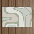 Mid Century Modern Sage Green Copacetic Retro Abstract Outdoor Rug Gallery Image 1