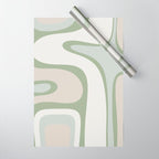 Mid Century Modern Sage Green Copacetic Retro Abstract Wrapping Paper Gallery Image 1