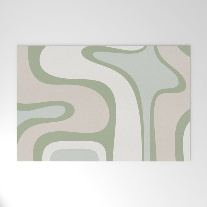 Mid Century Modern Sage Green Copacetic Retro Abstract Welcome Mat Gallery Image 1