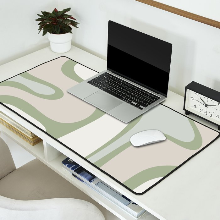 Mid Century Modern Sage Green Copacetic Retro Abstract Desk Mat Gallery Image 2