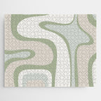 Mid Century Modern Sage Green Copacetic Retro Abstract Jigsaw Puzzle Gallery Image 1