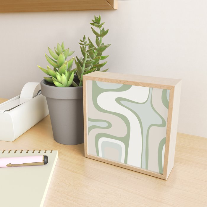Mid Century Modern Sage Green Copacetic Retro Abstract Mini Art Print Gallery Image 2