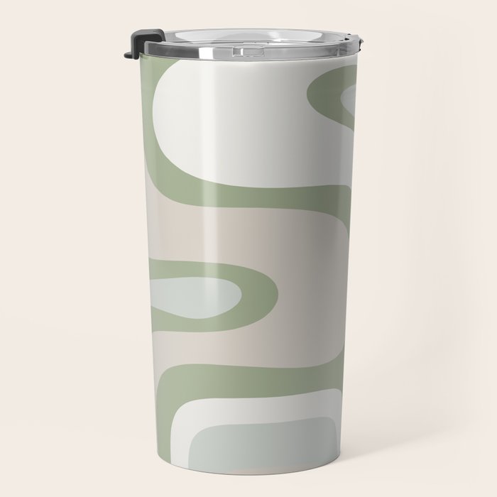 Mid Century Modern Sage Green Copacetic Retro Abstract Travel Mug Gallery Image 3