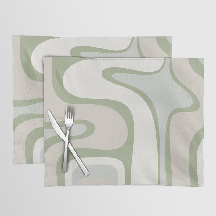 Mid Century Modern Sage Green Copacetic Retro Abstract Placemat Gallery Image 1