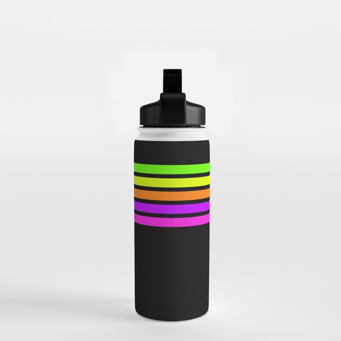 Abstract Minimal Retro Stripes 80s Neon Style - Nobutsuna Water Bottle Gallery Image 2