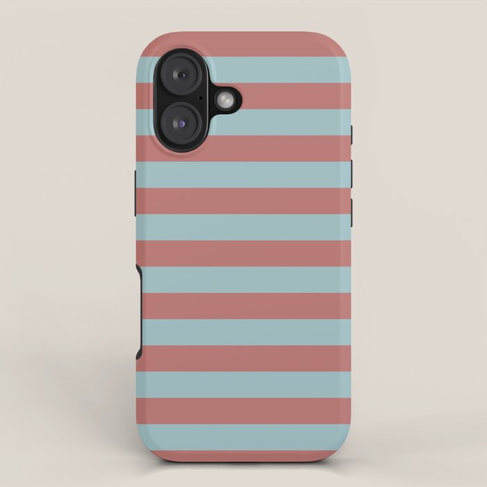 Dusty Pink Greyish Blue Stripe iPhone Case Gallery Image 1