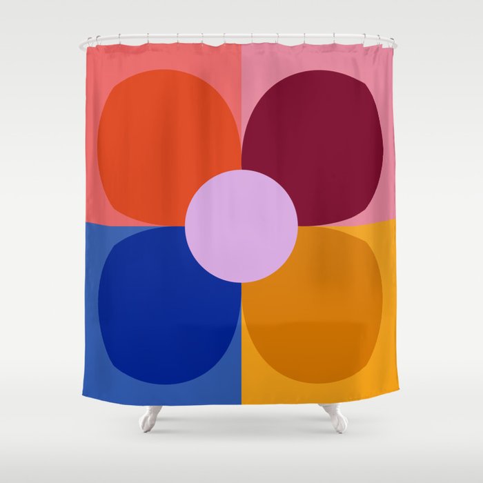 Color Block Bloom Shower Curtain Gallery Image 1