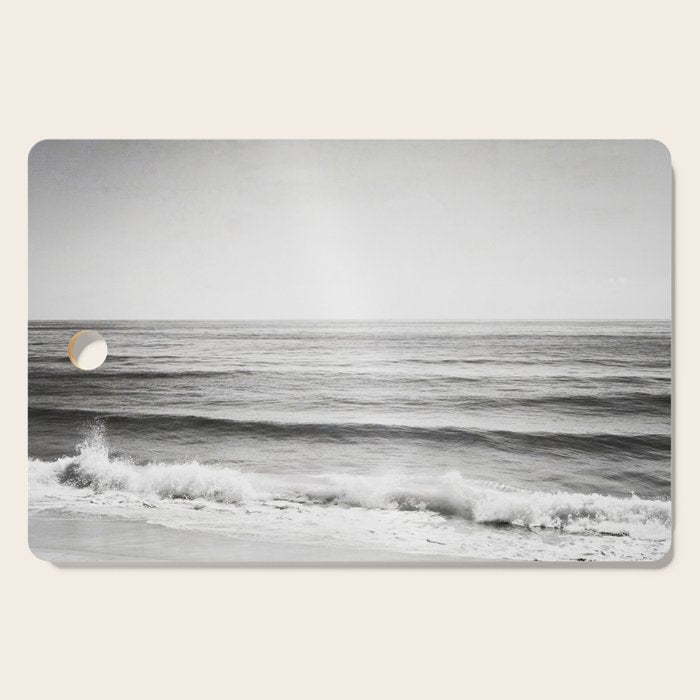 Black and White Ocean Photography, Grey Neutral Seascape Photo, Gray Sea Waves Coastal Picture Cutting Board Gallery Image 1