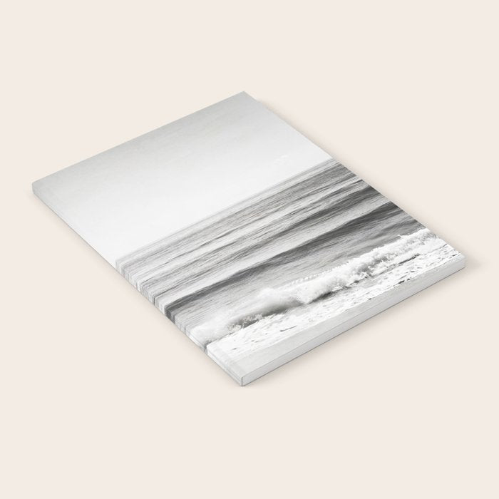 Black and White Ocean Photography, Grey Neutral Seascape Photo, Gray Sea Waves Coastal Picture Notebook Gallery Image 2