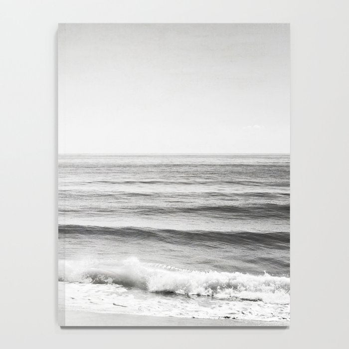 Black and White Ocean Photography, Grey Neutral Seascape Photo, Gray Sea Waves Coastal Picture Notebook Gallery Image 4