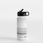 Black and White Ocean Photography, Grey Neutral Seascape Photo, Gray Sea Waves Coastal Picture Water Bottle Gallery Image 1