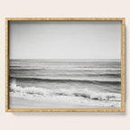 Black and White Ocean Photography, Grey Neutral Seascape Photo, Gray Sea Waves Coastal Picture Serving Tray Gallery Image 1