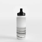 Black and White Ocean Photography, Grey Neutral Seascape Photo, Gray Sea Waves Coastal Picture Water Bottle Gallery Image 2