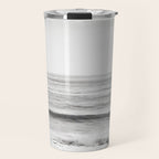 Black and White Ocean Photography, Grey Neutral Seascape Photo, Gray Sea Waves Coastal Picture Travel Mug Gallery Image 1