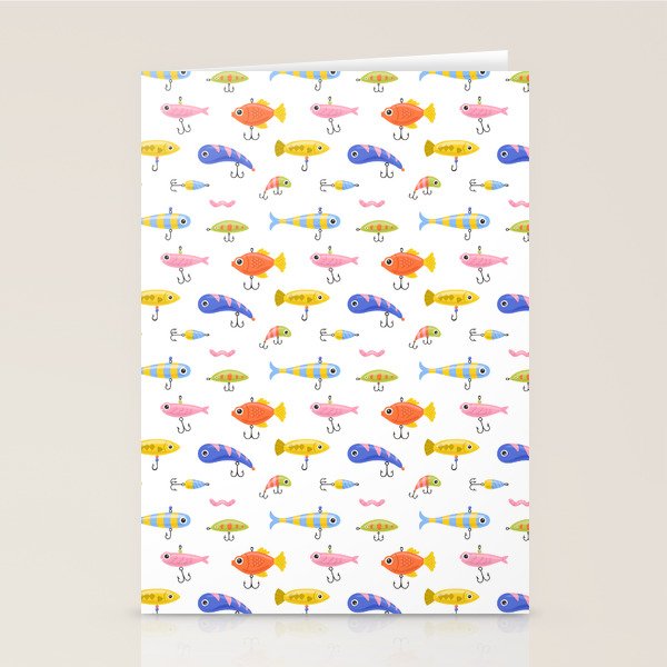 Funny colorful fish lure cartoon art pattern Stationery Card Gallery Image 2