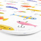 Funny colorful fish lure cartoon art pattern Bath Mat Gallery Image 3