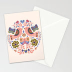 Folk Birds - Vintage Color Stationery Card Gallery Image 2