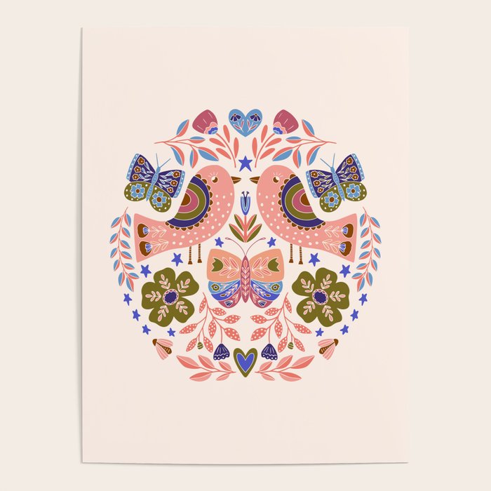 Folk Birds - Vintage Color Poster Gallery Image 1