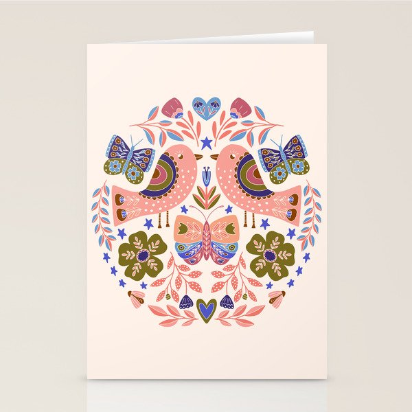 Folk Birds - Vintage Color Stationery Card Gallery Image 2