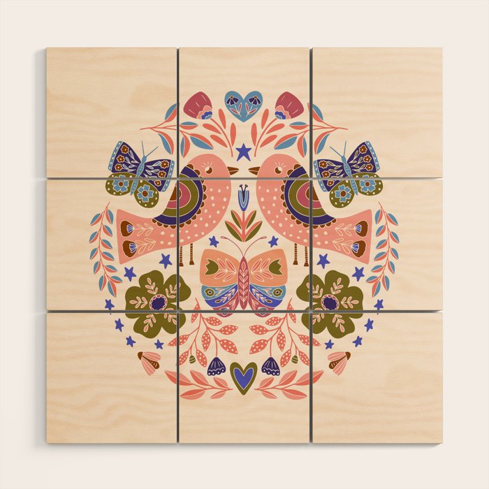 Folk Birds - Vintage Color Wood Wall Art Gallery Image 1