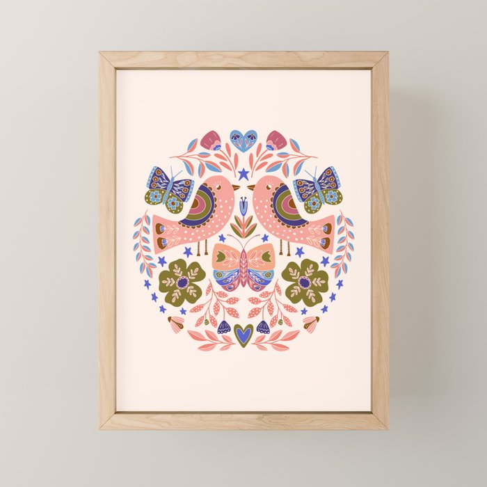 Folk Birds - Vintage Color Mini Art Print Gallery Image 1